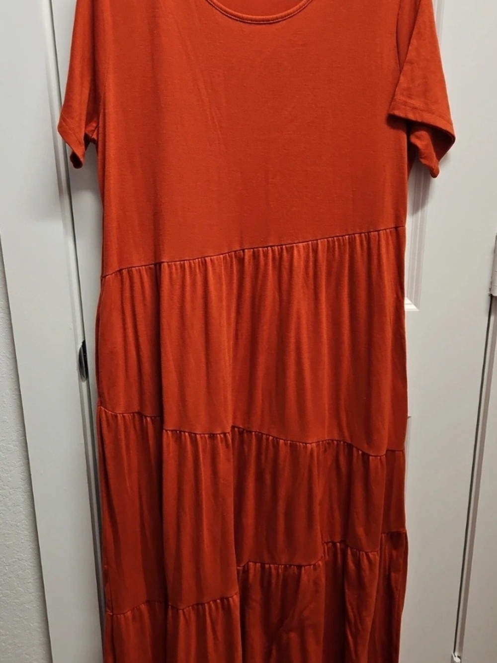 Casual Tiered Maxi Dress in Rust